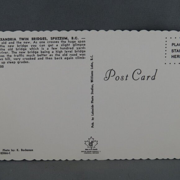 Vintage Postcard - Alexandria Twin Bridges Spuzzum BC - Dexter Press - Picture 2 of 4